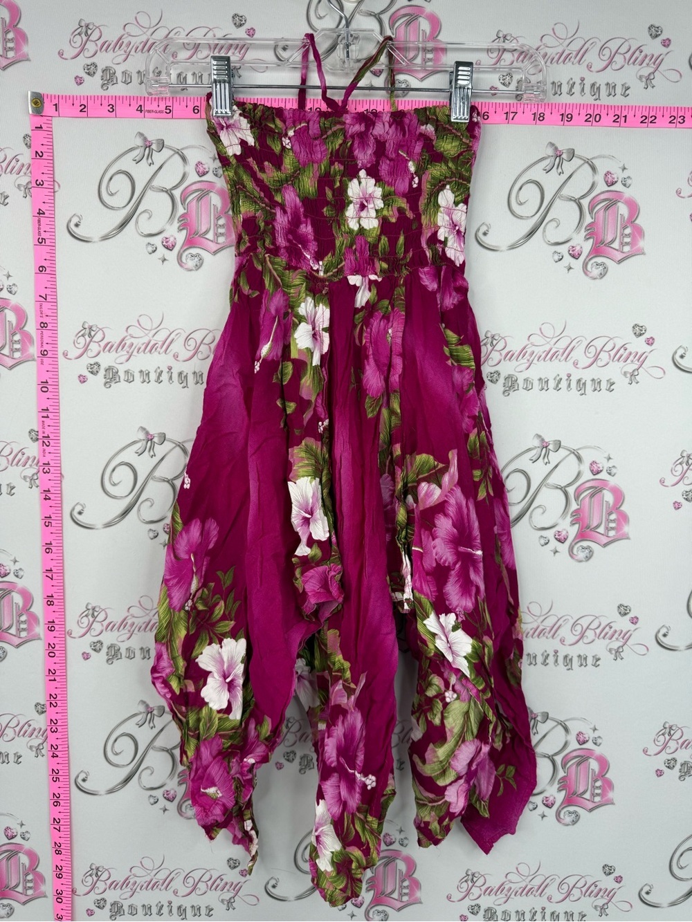 Aloha Fashion dress halter or strapless fairy hem Hawaii Pink Floral Sundress